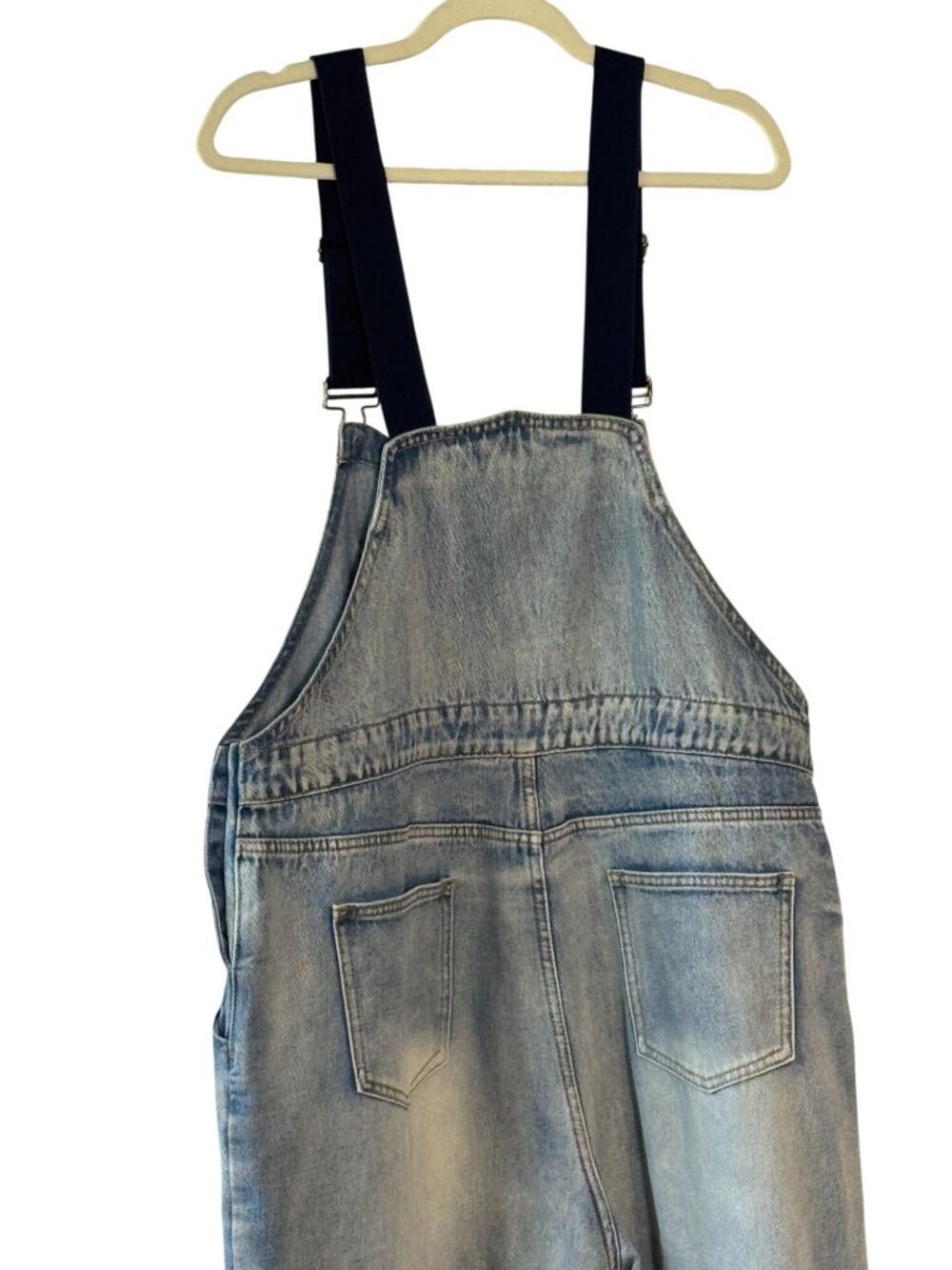 Cider Denim Overalls Women's Size 0XL Light Wash Wide Leg Cargo Pocket Bib - Picture 8 of 12